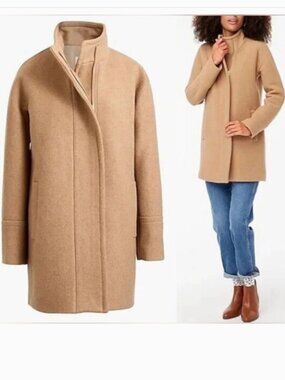 NWT J CREW City Coat Wool blend Camel Tan